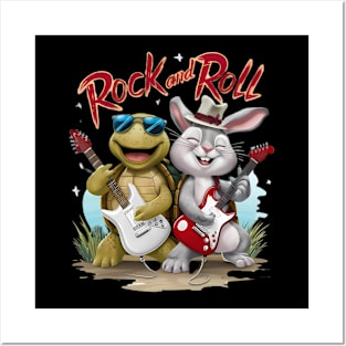 Rock And Roll Rabbit and Tortoise Jam Session Posters and Art